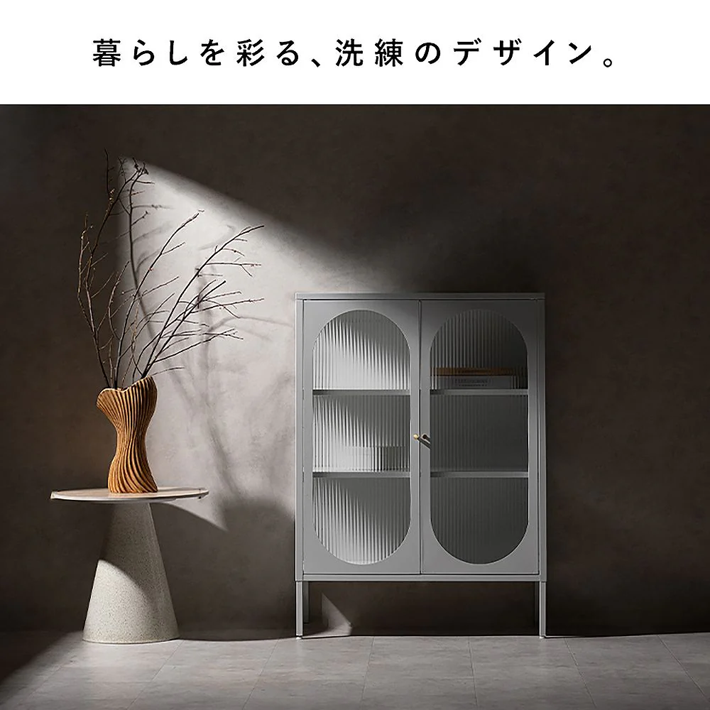 ガラスキャビネット ムーン CBN-1100 ホワイト 組立必要【直送品】 返品・キャンセル・他商品と同時購入は不可 - Image 3