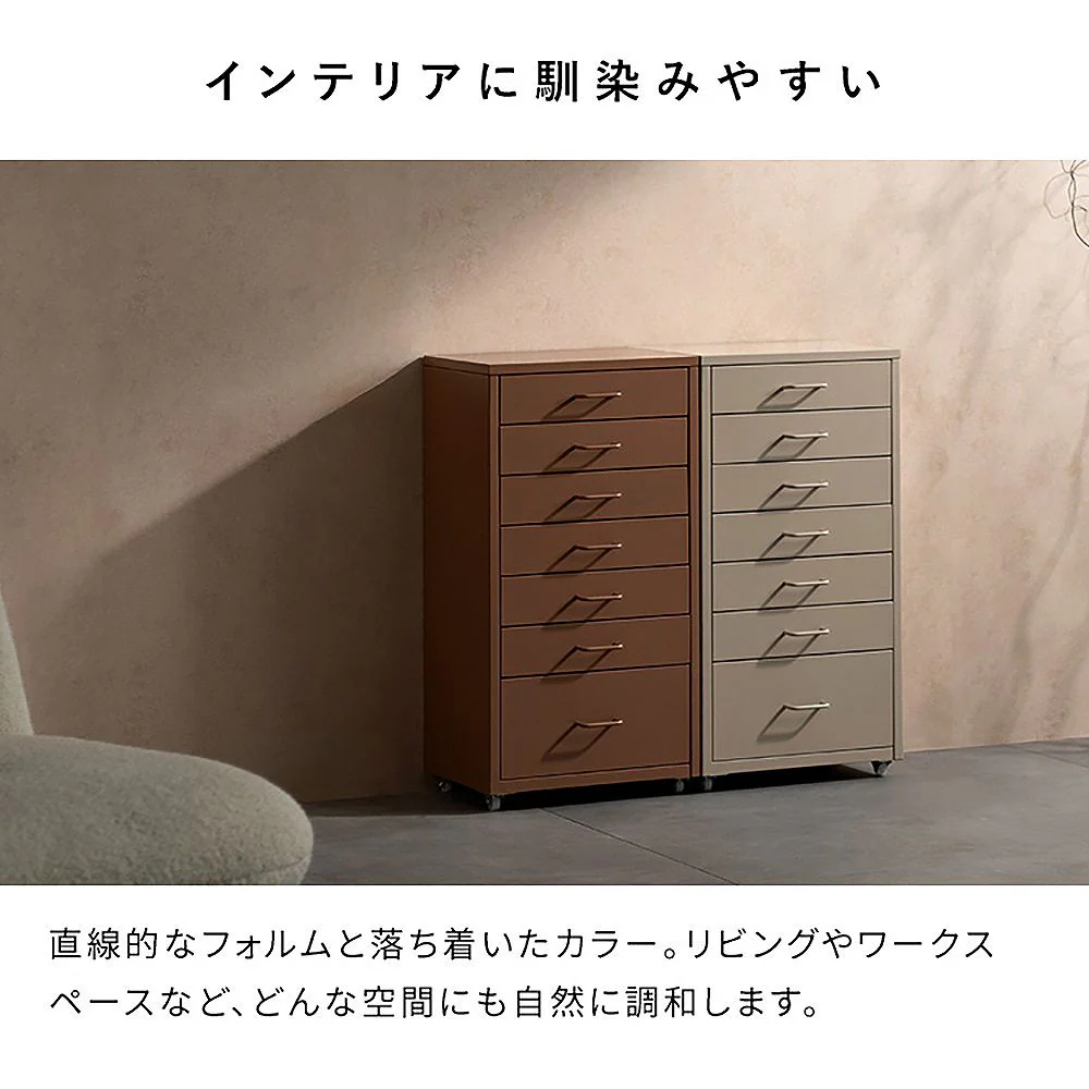 ドロワーキャビネット ムーン DCB-7S コーラルピンク 組立必要【直送品】 返品・キャンセル・他商品と同時購入は不可 - Image 5