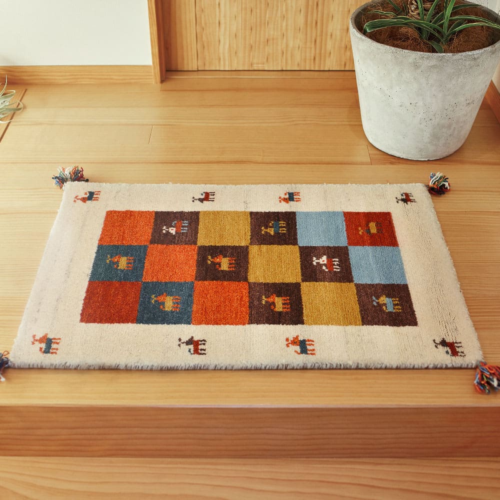 ギャッベマット GABBEH D3 ミックス 60×90cm 【直送品】 返品・キャンセル・他商品と同時購入は不可