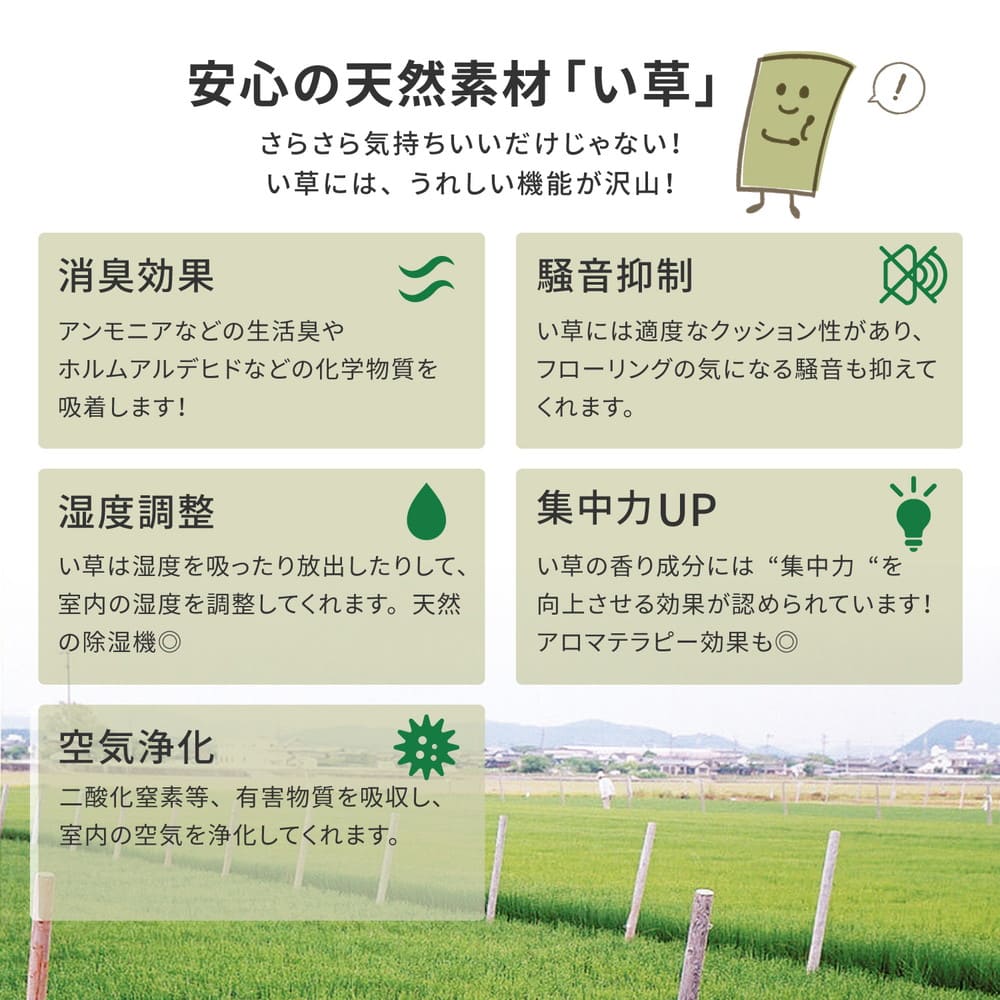 フリーカット裏付 い草カーペット 江戸間2畳 補修テープ付 【直送品】 返品・キャンセル・他商品と同時購入は不可 - Image 10