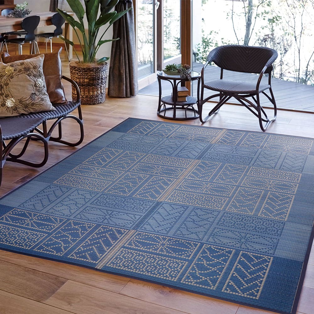 い草ラグ 伊勢 ブルー 176×220 【直送品】 返品・キャンセル・他商品と同時購入は不可