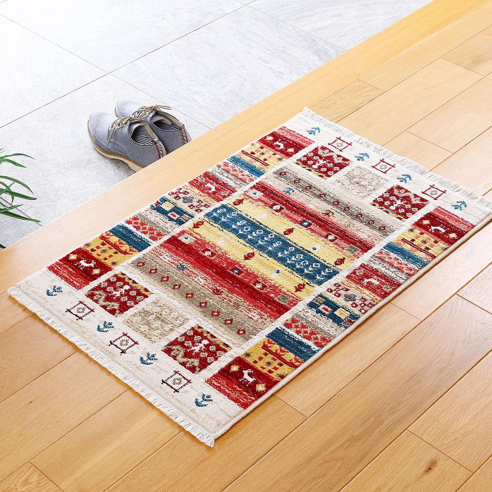 トルコ製 ウィルトン織の玄関マット RAKKAS 70×125cm 【直送品】 返品・キャンセル・他商品と同時購入は不可