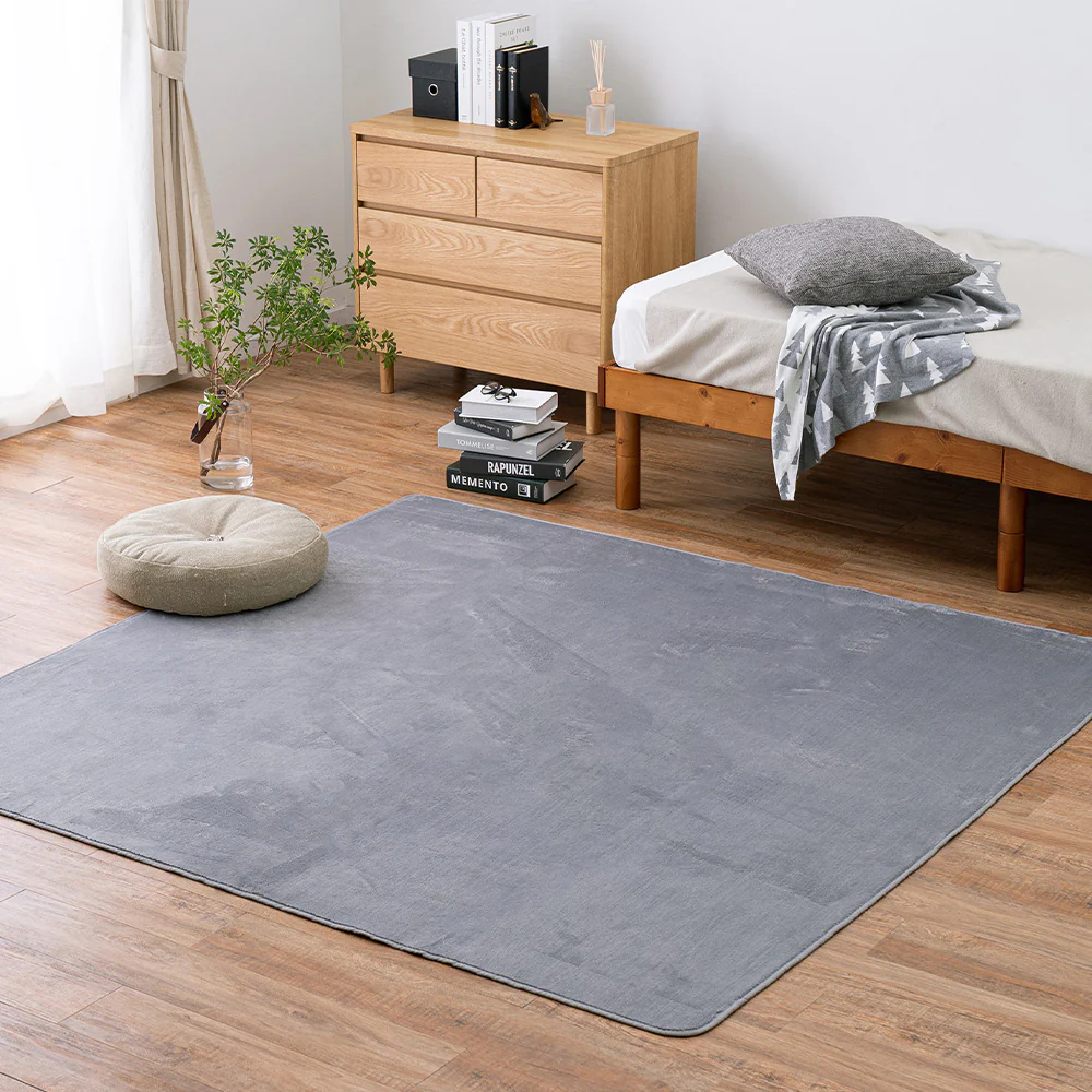 メレンゲタッチの洗えるコンパクトラグ グレー185x185 【直送品】 返品・キャンセル・他商品と同時購入は不可