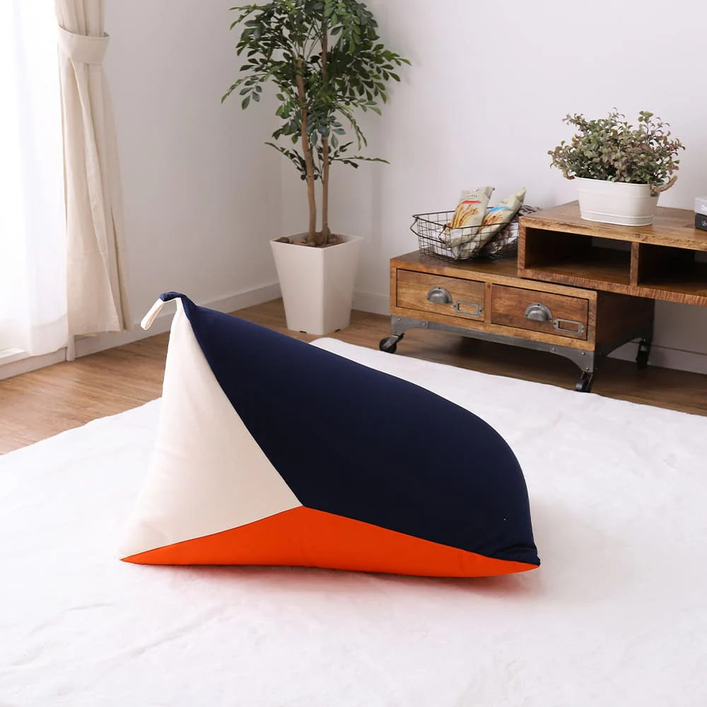 カラーが選べるリラックスビーズクッション  ネイビー／オレンジ 【直送品】 返品・キャンセル・他商品と同時購入は不可