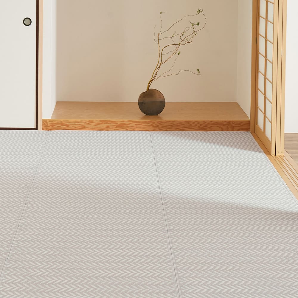 洗えるい草風カーペット パスラッシュ 江戸間6畳 グレー 【直送品】 返品・キャンセル・他商品と同時購入は不可