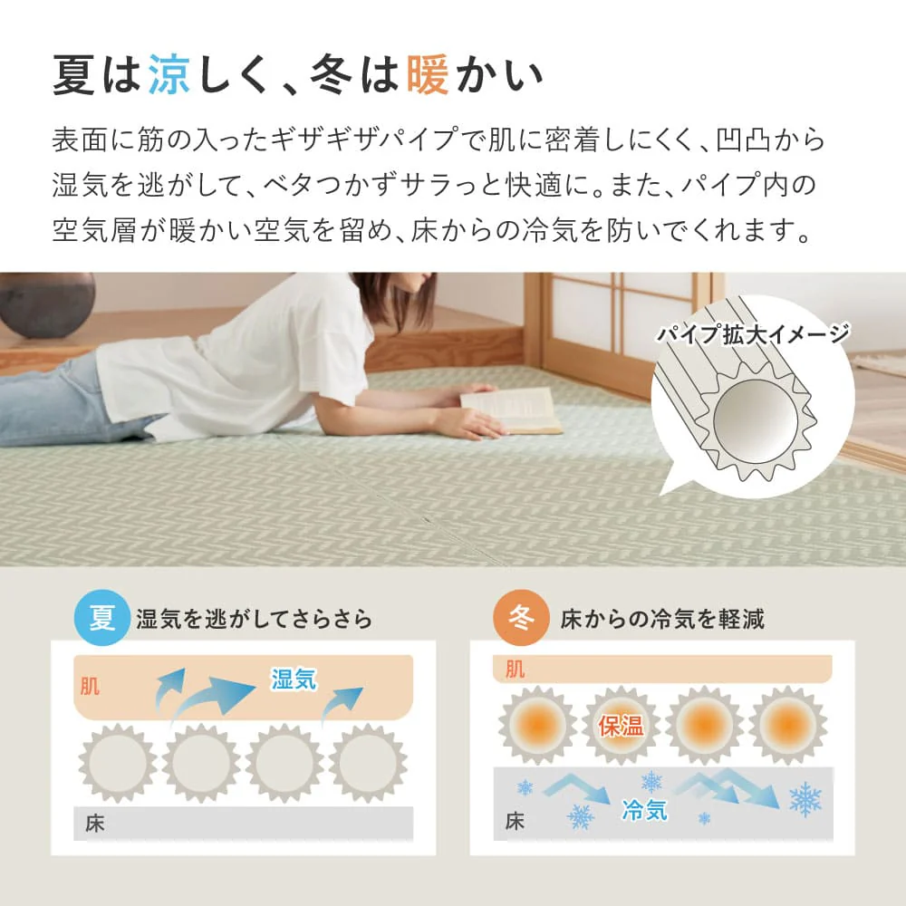 洗えるい草風カーペット パスラッシュ 江戸間10畳 グレー 【直送品】 返品・キャンセル・他商品と同時購入は不可 - Image 7