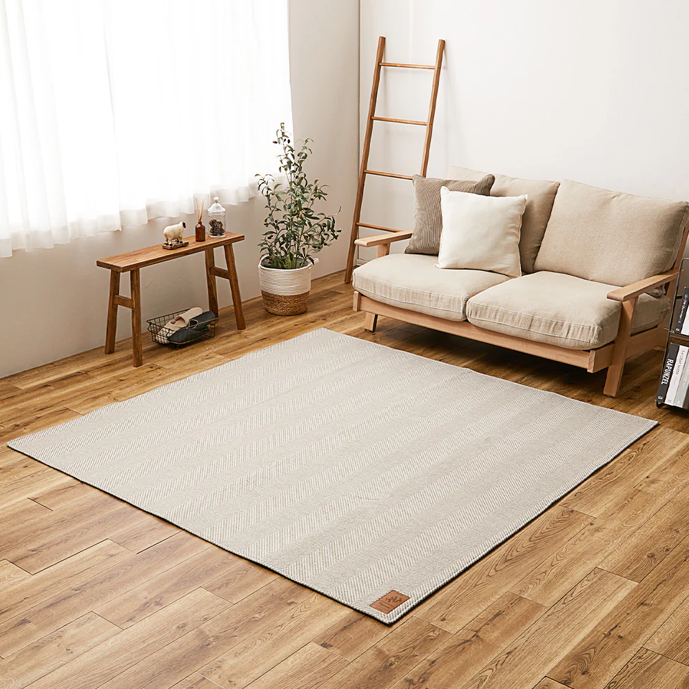 洗えるヘリンボンラグ ボーナ グレー230×230 【直送品】 返品・キャンセル・他商品と同時購入は不可