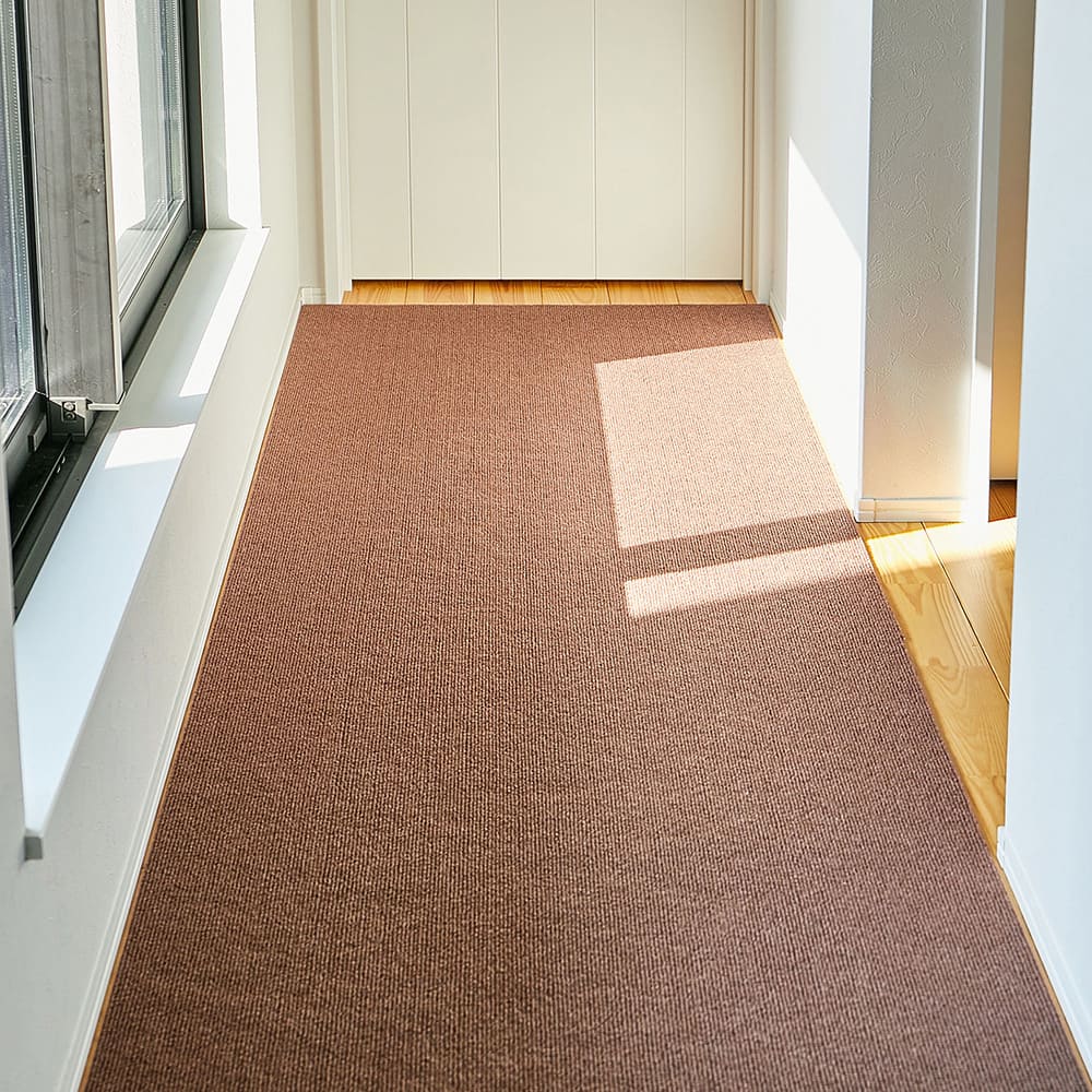 廊下カーペット ロングマット ピタロ ブラウン 90×800 【直送品】 返品・キャンセル・他商品と同時購入は不可