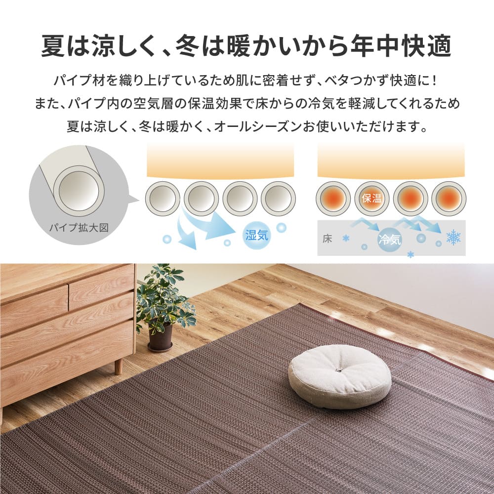 洗えるい草風カーペット ライアン 団地間4.5畳 ブラウン  【直送品】 返品・キャンセル・他商品と同時購入は不可 - Image 5