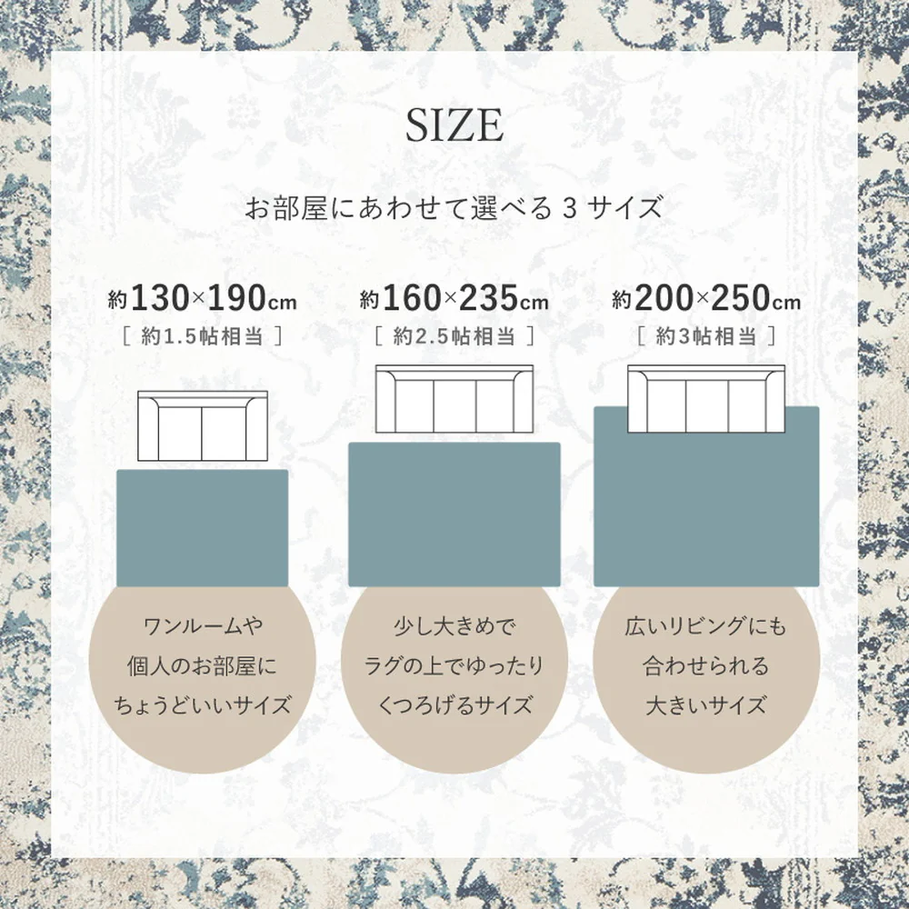 エジプト製 オリエンタル柄ウィルトンラグ カマル アイボリー 【直送品】 返品・キャンセル・他商品と同時購入は不可 - Image 9