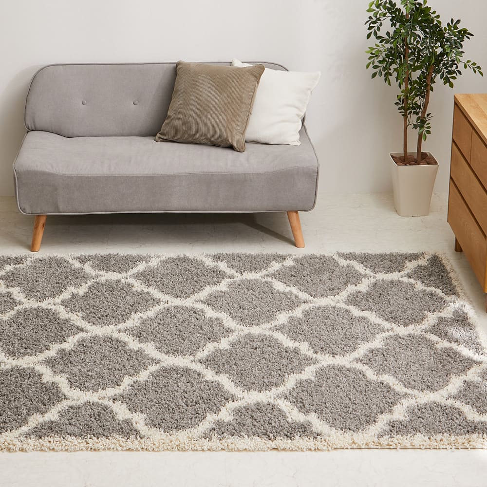 ベニワレン柄のウィルトン織シャギーラグ ラリス GY160×235 【直送品】 返品・キャンセル・他商品と同時購入は不可