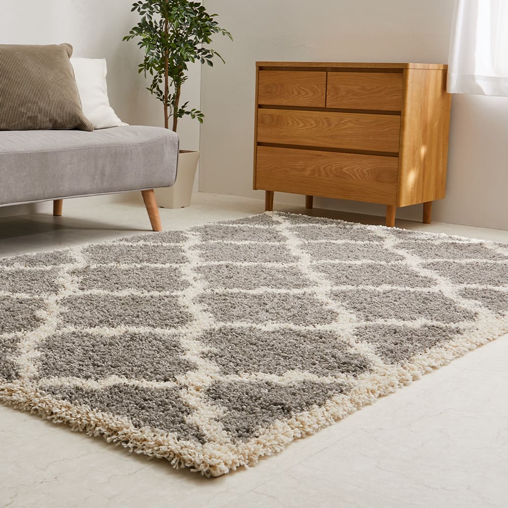 ベニワレン柄のウィルトン織シャギーラグ ラリス GY200×250 【直送品】 返品・キャンセル・他商品と同時購入は不可