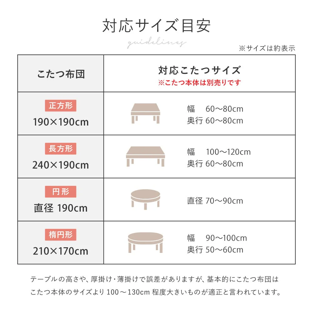 こたつ布団 ルナ 約190×190cm アイボリー 【直送品】 返品・キャンセル・他商品と同時購入は不可 - Image 11