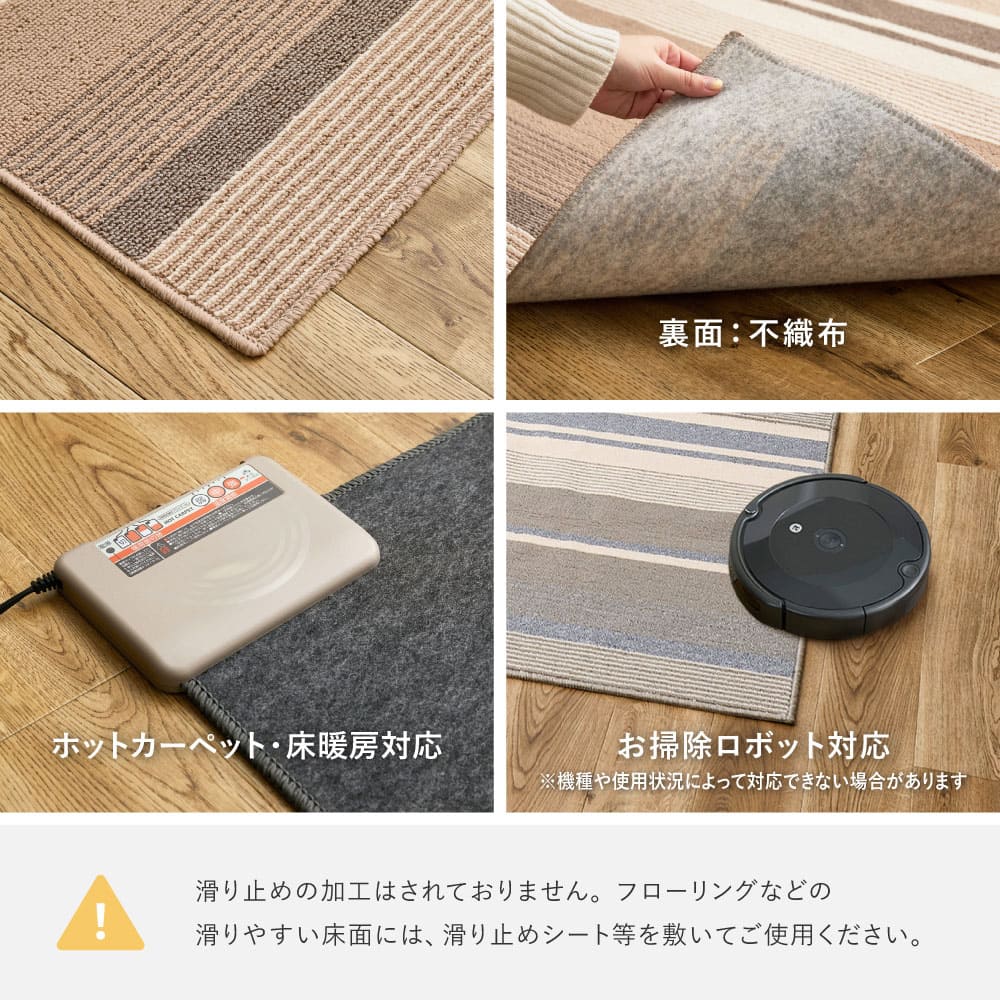 速乾ラグ フィン ブラウン 185×185cm 【直送品】 返品・キャンセル・他商品と同時購入は不可 - Image 9