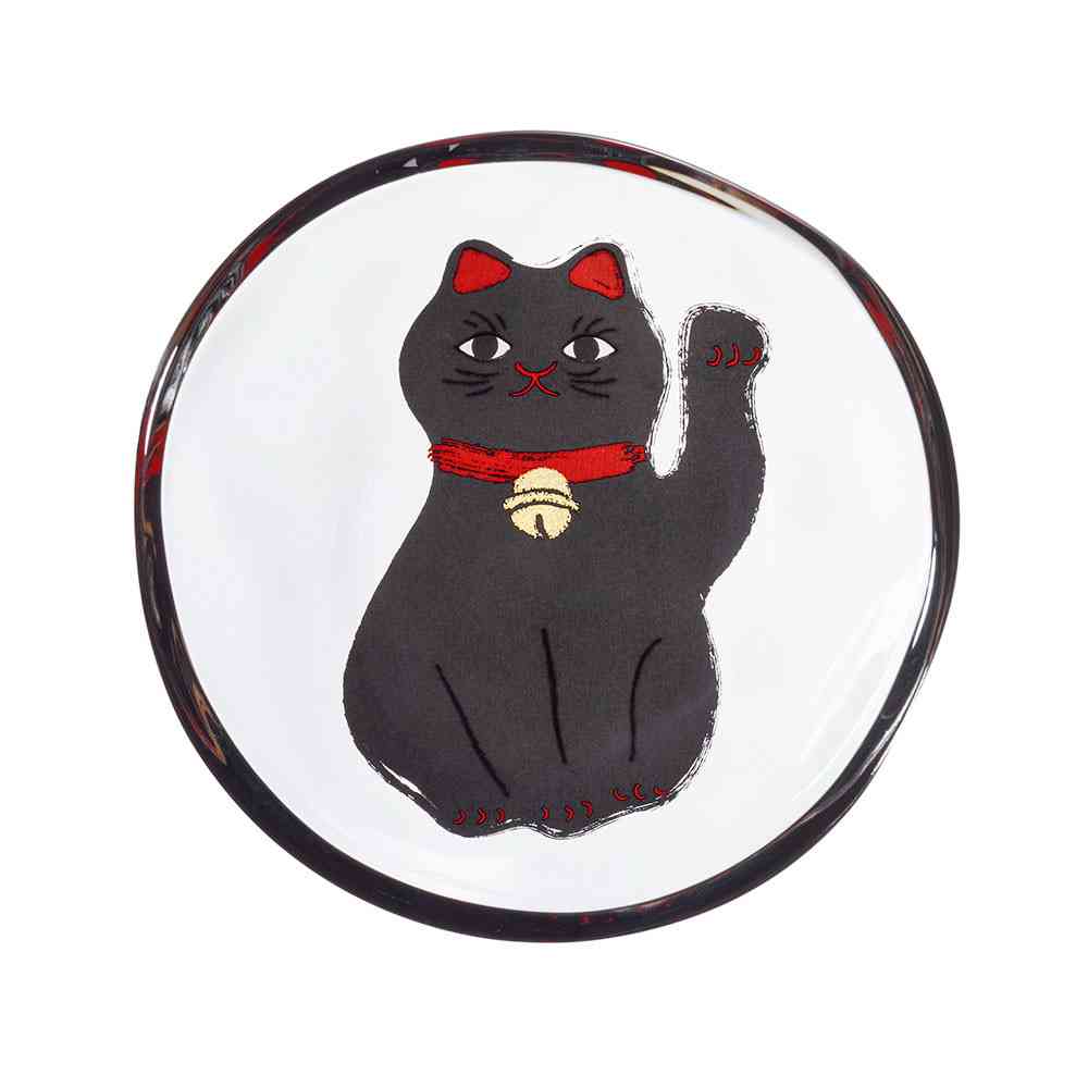 アデリア めでたmono 招き猫 豆皿 黒 1個