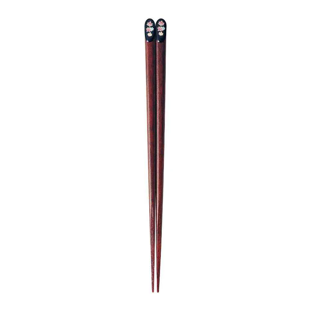 イシダ 箸 金座 もみじ 黒 23cm 1膳