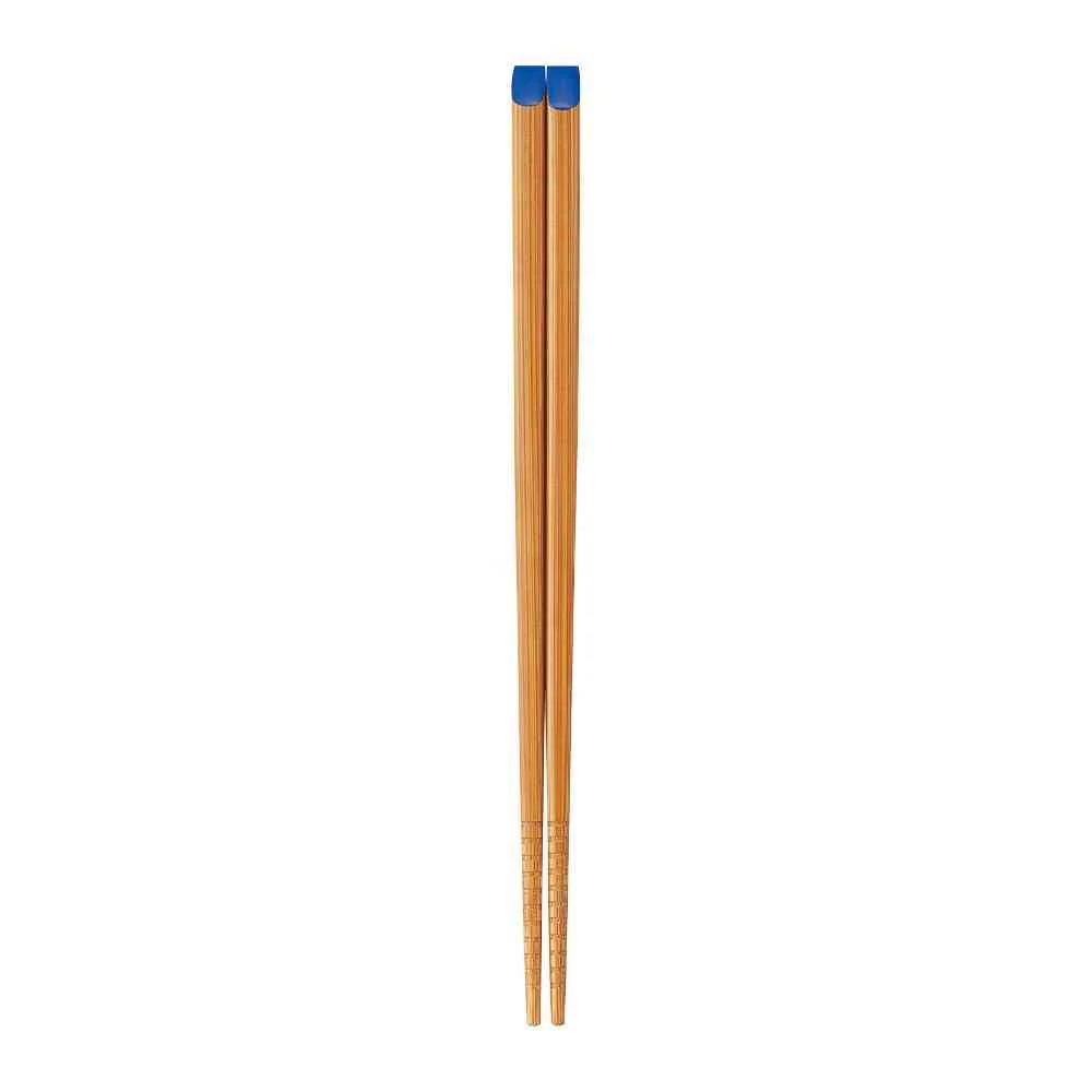 イシダ 箸 スス竹 天平頭色付 ブルー 22.5cm 1膳