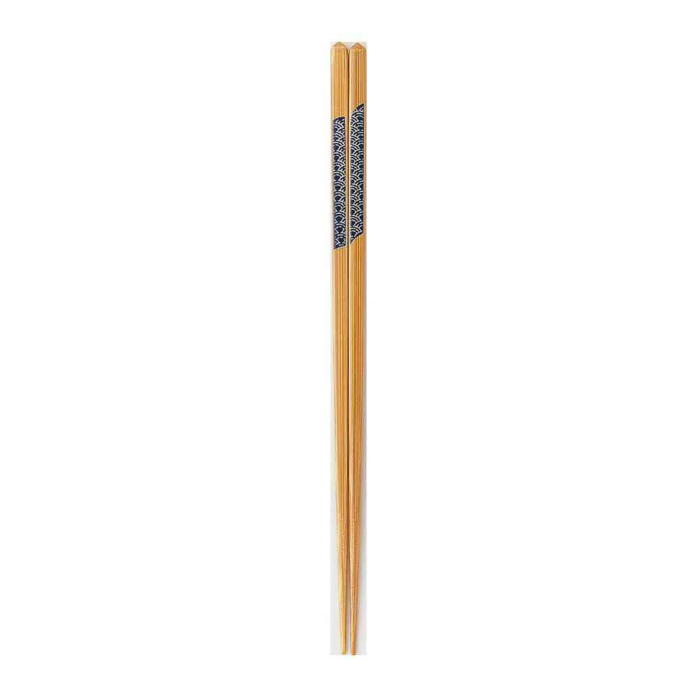 イシダ 箸 細竹 青海波 ブルー 22.5cm 1膳