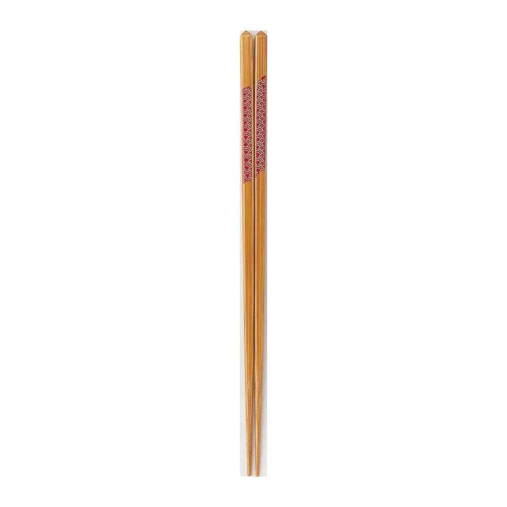 イシダ 箸 細竹 青海波 レッド 22.5cm 1膳