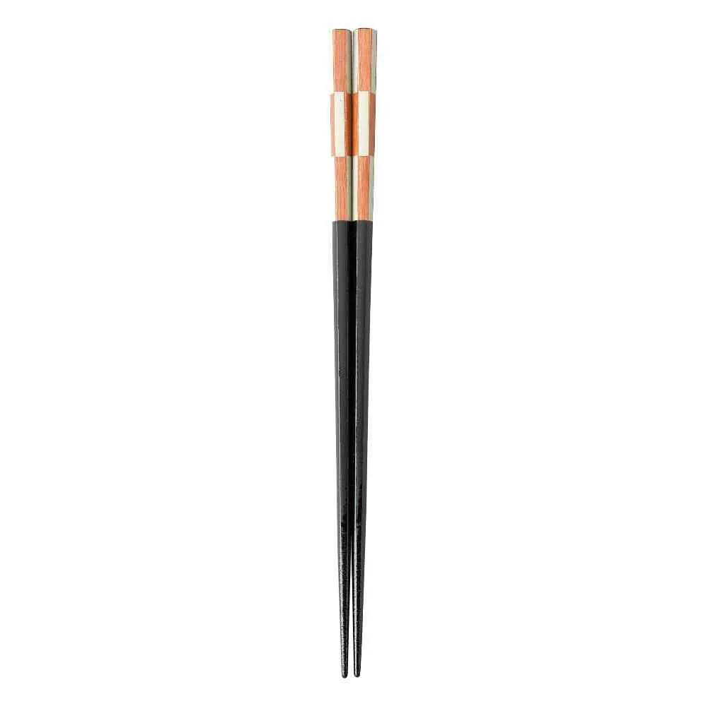 イシダ 箸 六角 市松 23cm 1膳