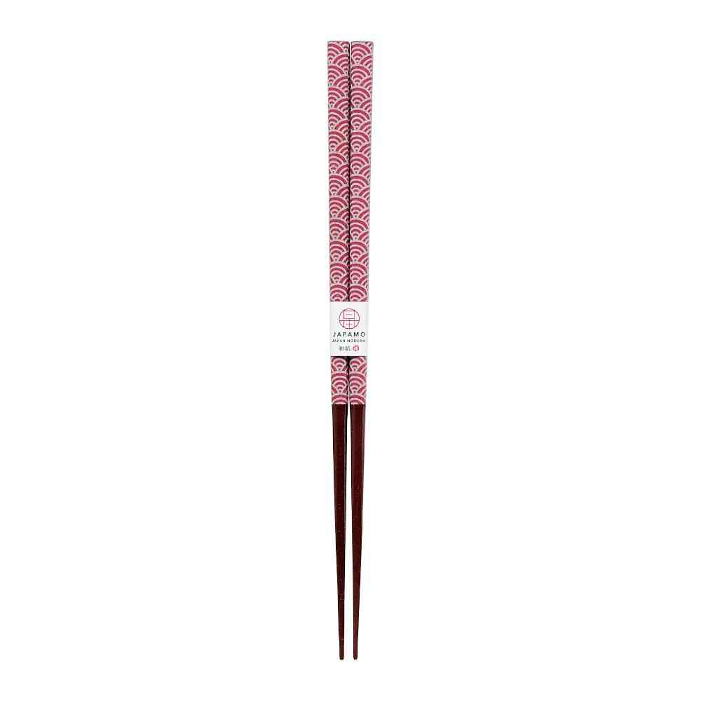 イシダ 箸 ジャパニーズモダン 波 レッド 23cm PETケース入り 1膳