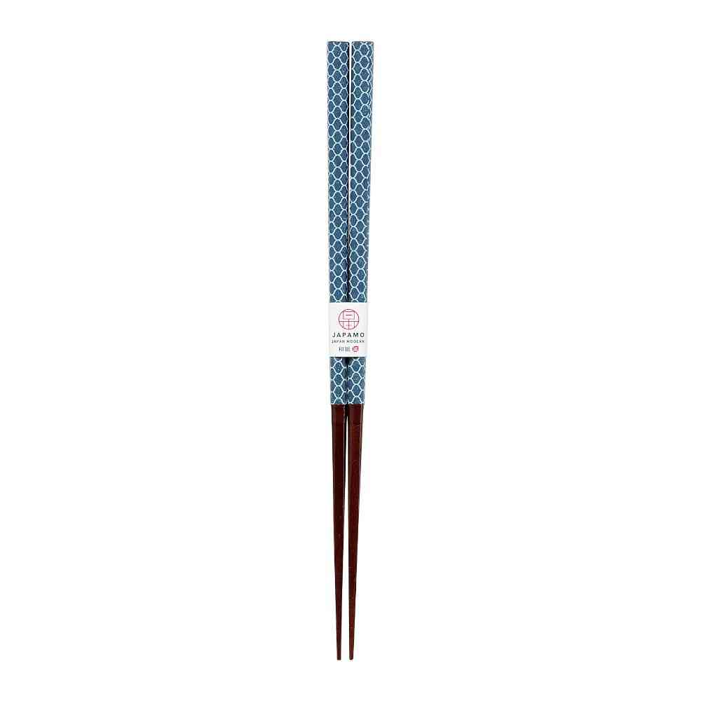 イシダ 箸 ジャパニーズモダン 網目 ブルー 23cm PETケース入り 1膳