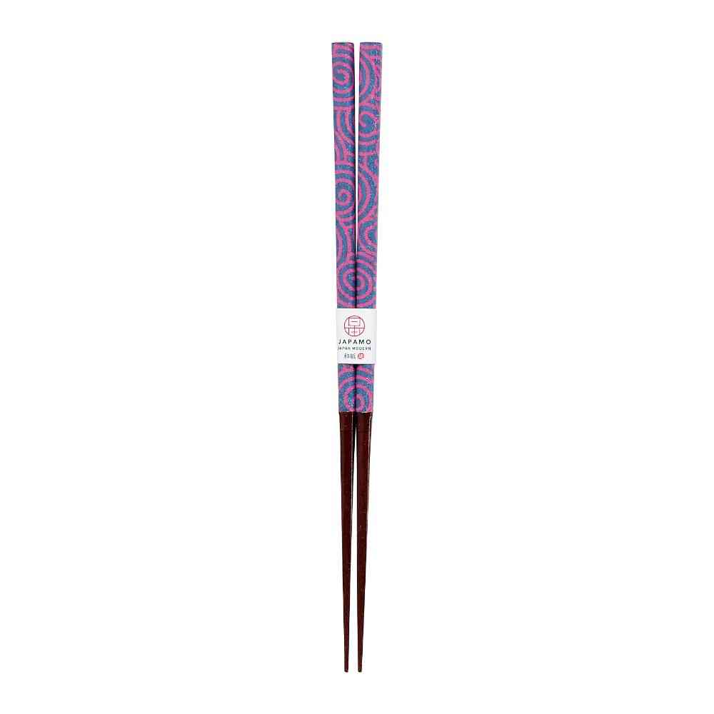 イシダ 箸 ジャパニーズモダン 渦 バイオレット 23cm PETケース入り 1膳