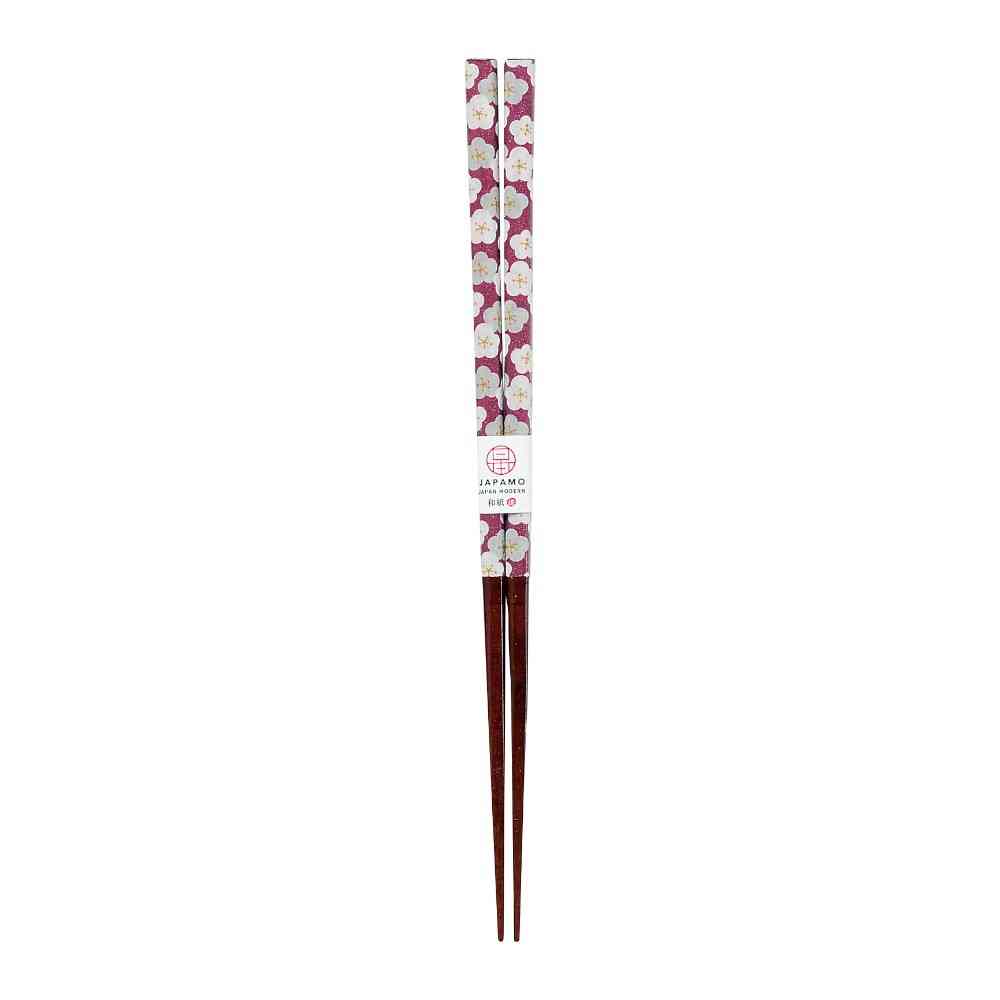 イシダ 箸 ジャパニーズモダン 梅 バイオレット 23cm PETケース入り 1膳