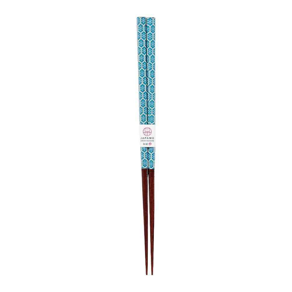 イシダ 箸 ジャパニーズモダン 雪結晶 ブルー 23cmPETケース入り 1膳