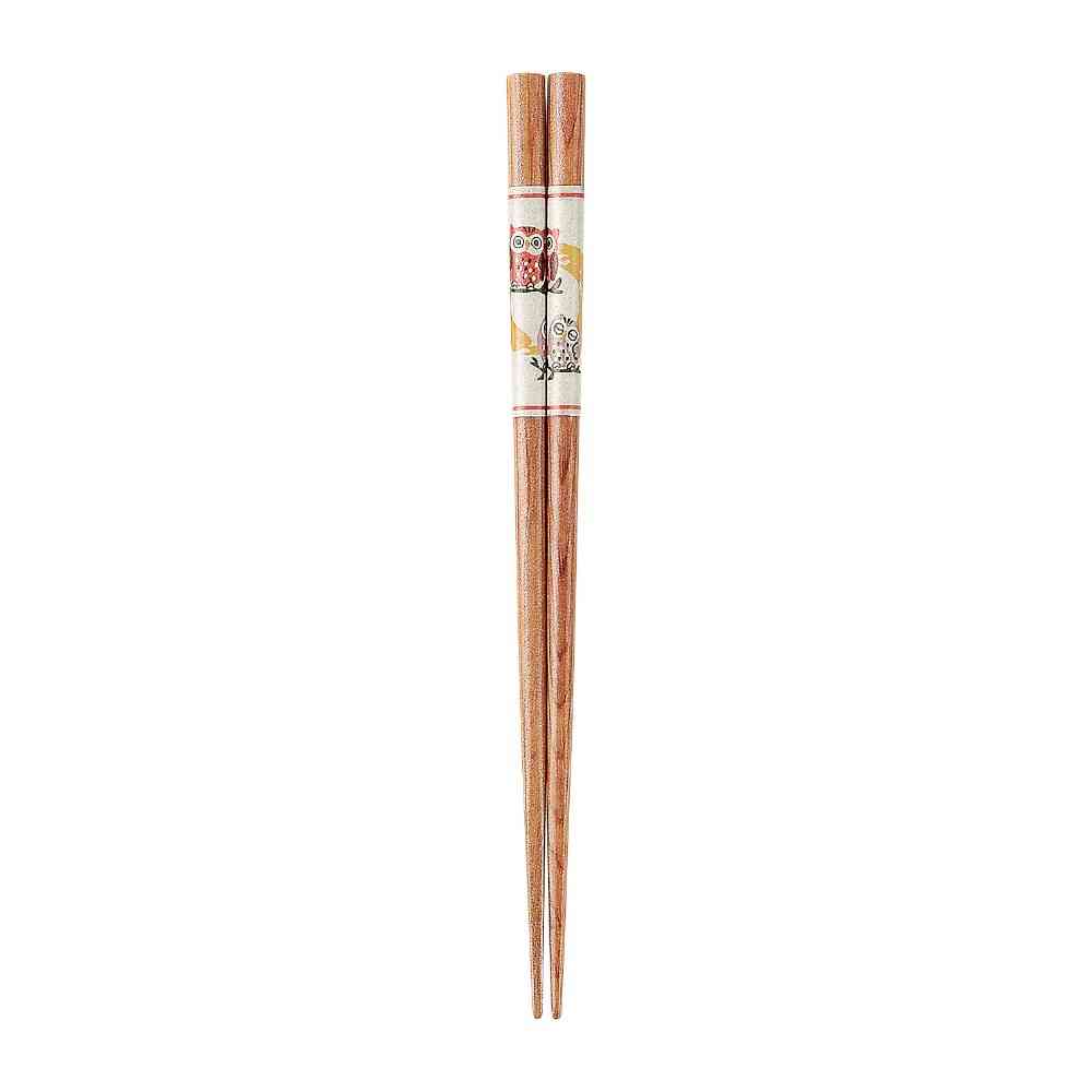イシダ 箸 先角 ふくろうの親子 20.5cm 1膳