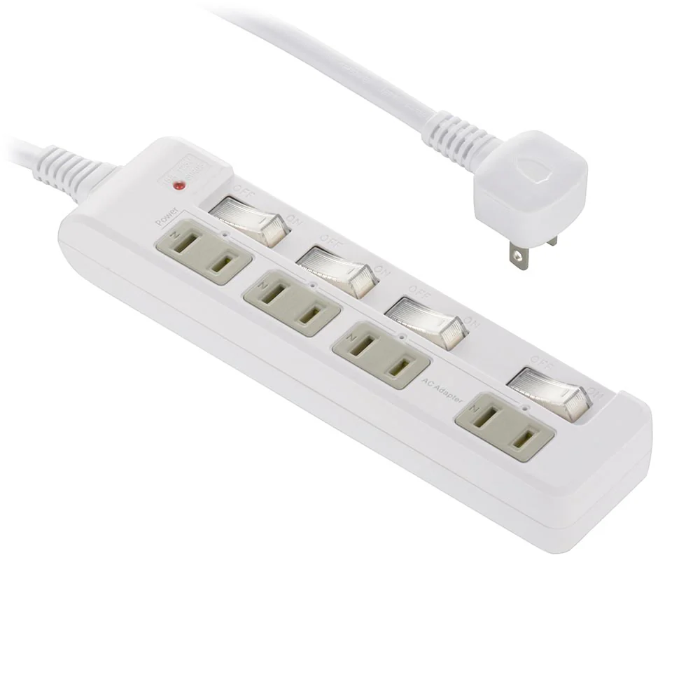 オーム電機 発煙ガード 節電タップ 雷ガード 4個口 2m