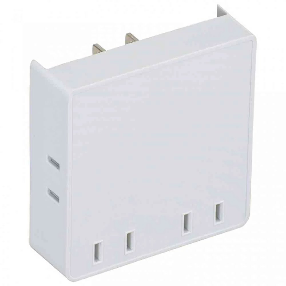 オーム電機 スクエアタップ 4個口 HS-A4PBT-W