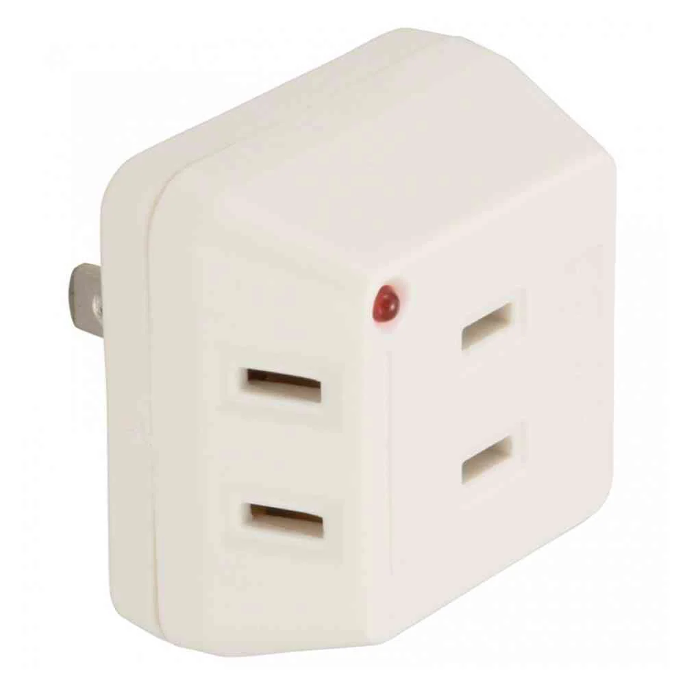 オーム電機 雷に強いトリプルタップ 3個口 HS-AK3PBT-W