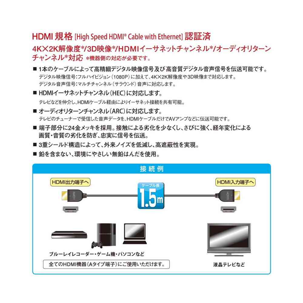 オーム電機 ハイスピードHDMIケーブル - Image 3
