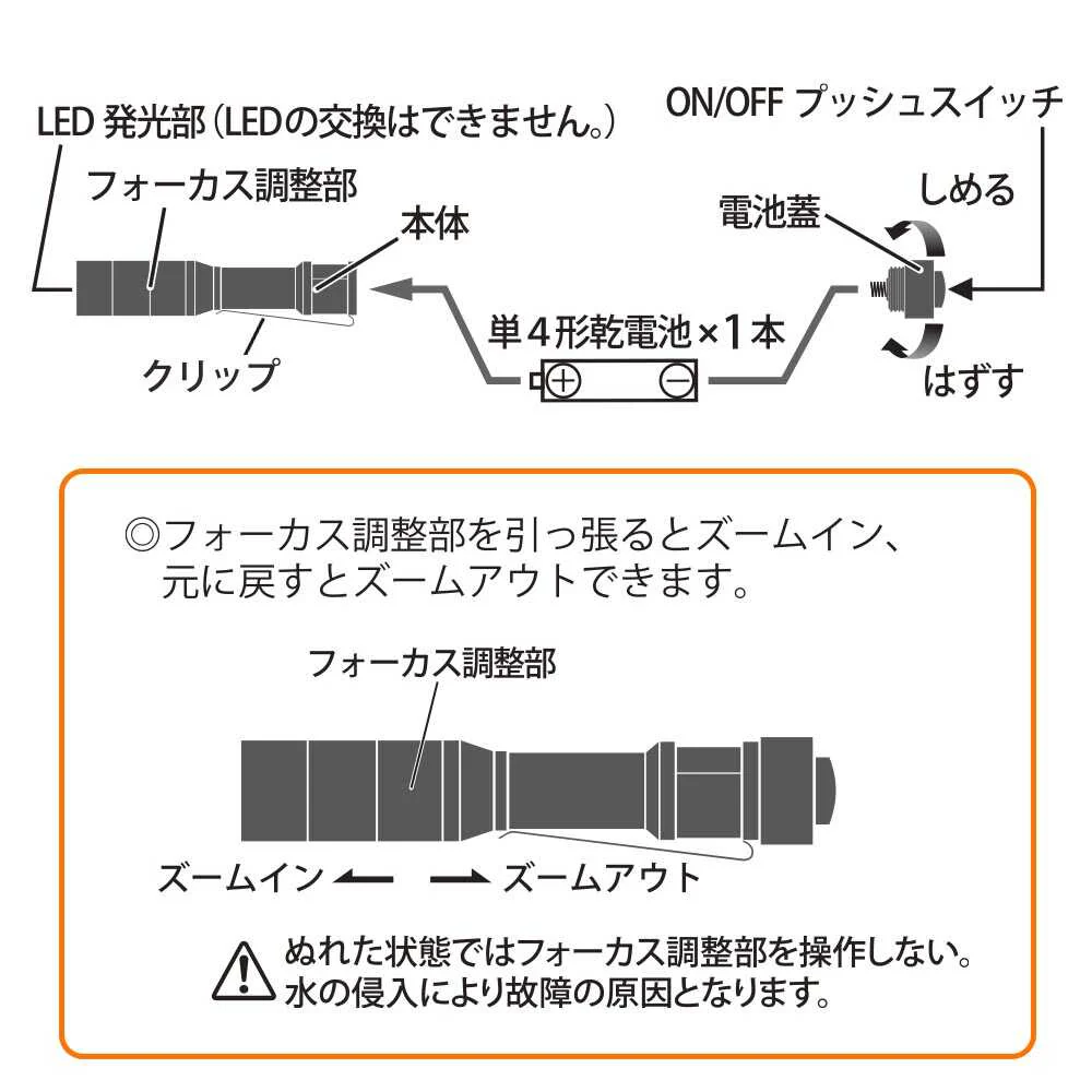 オーム電機 LEDフラッシュライト 125ルーメン LH-VB01Z-K - Image 4