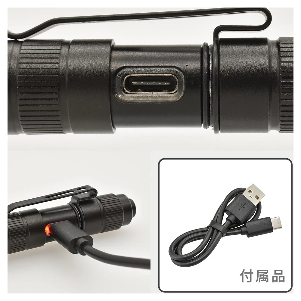 オーム電機 USB充電式LEDズームペンライト 300ルーメン 1個 - Image 3