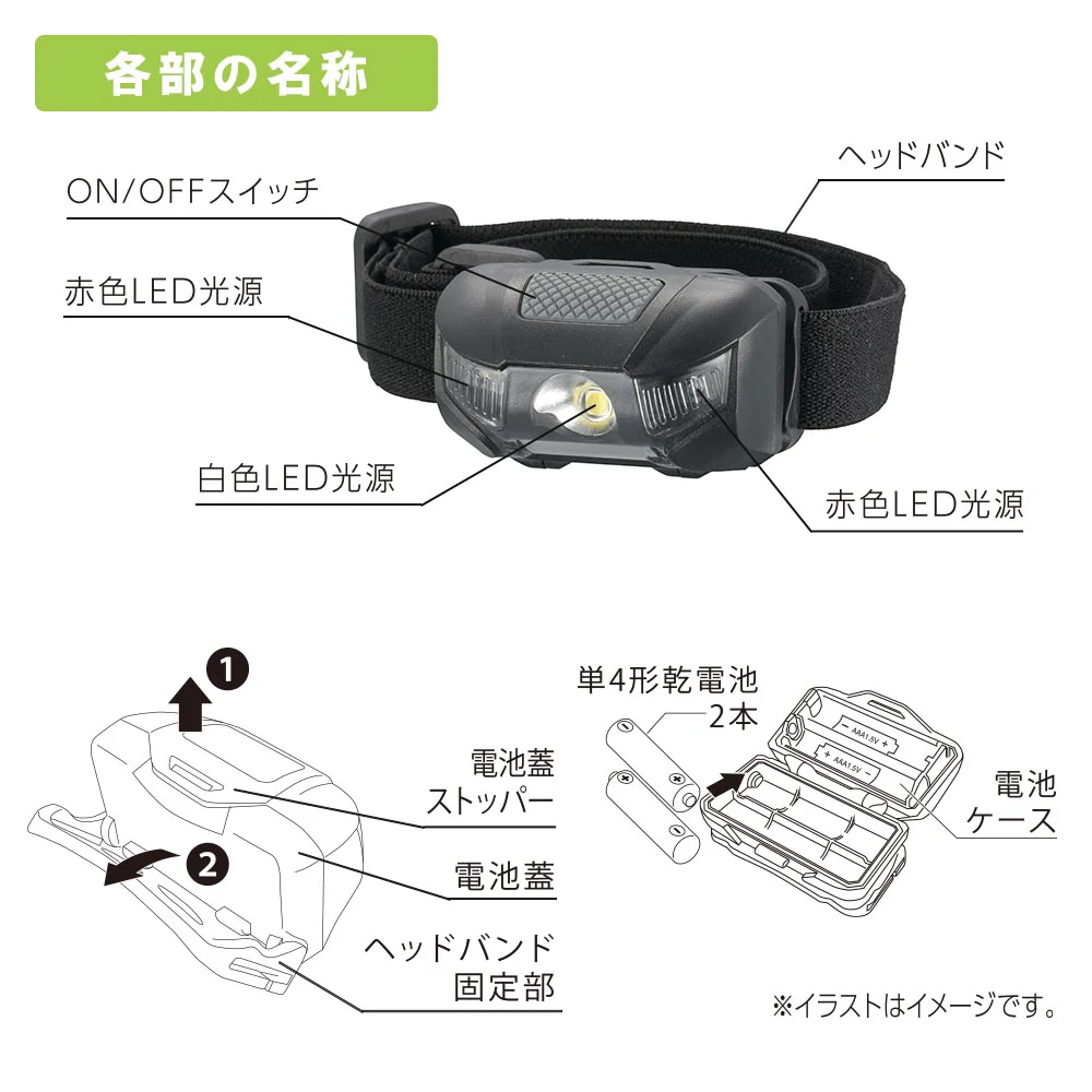 オーム電機 LEDヘッドランプ 110ルーメン 1個 - Image 3