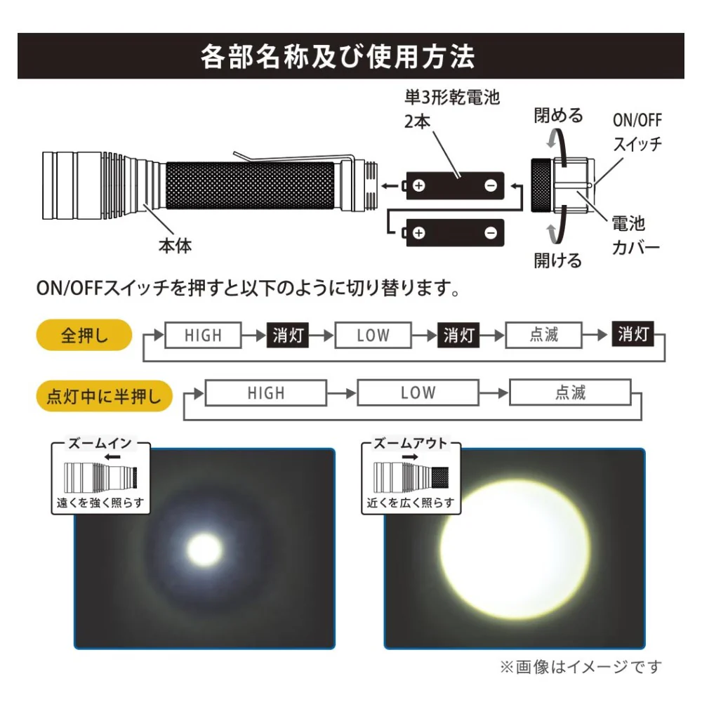 オーム電機 クリップ付きズームライト - Image 8
