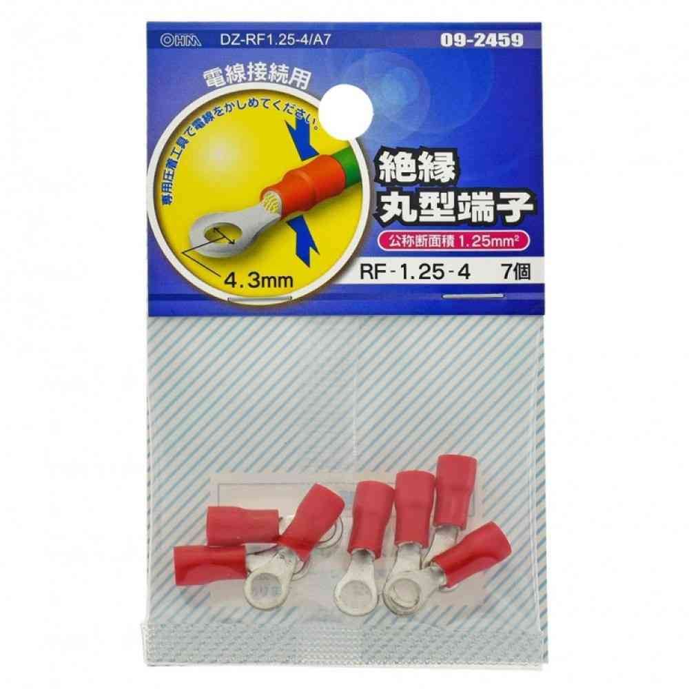 オーム電機 絶縁丸型端子 RF-1.25-4 DZ-RF1.25-4／A7 7個入