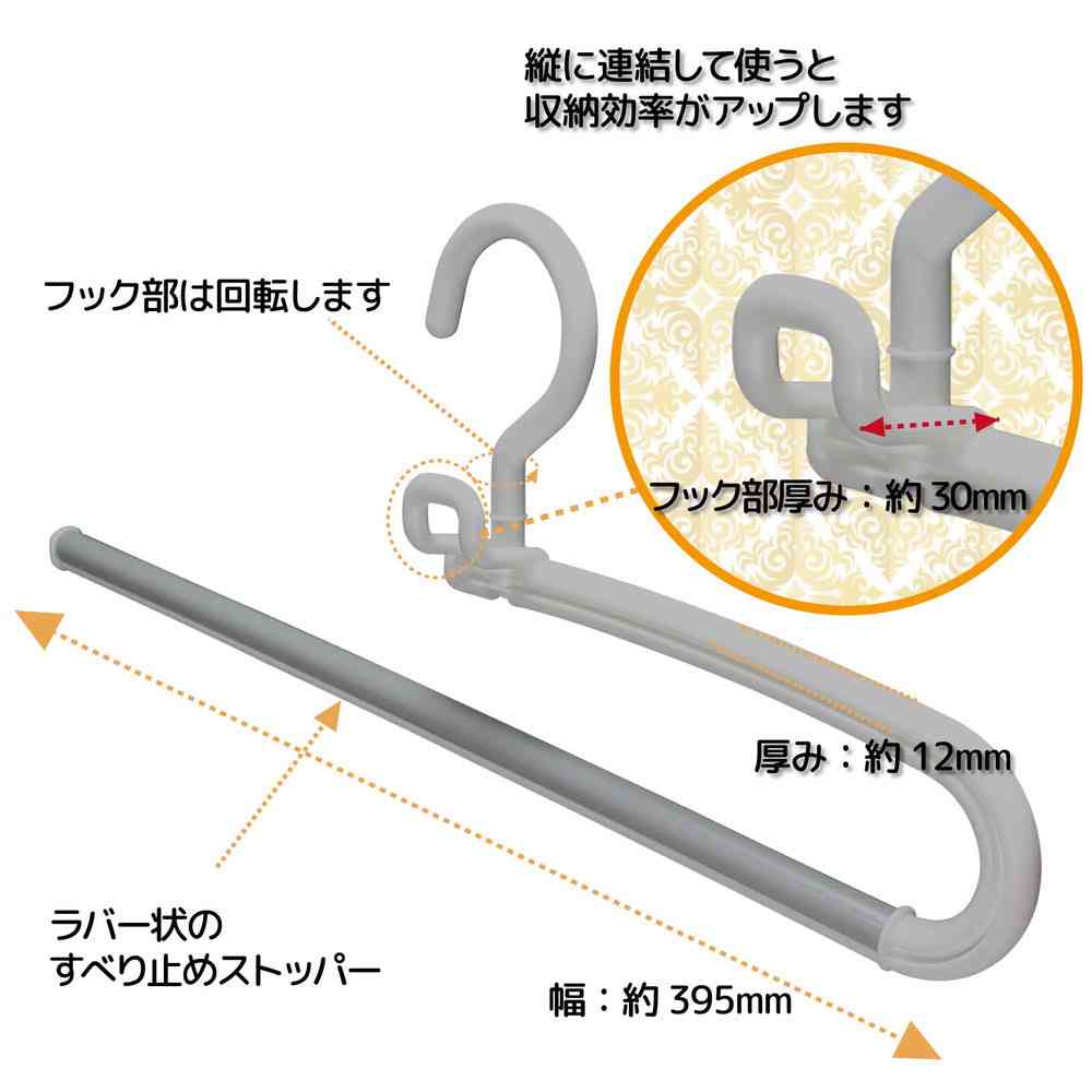 シンコハンガー モノクローゼット スラックスハンガー グレー 2本組 - Image 5