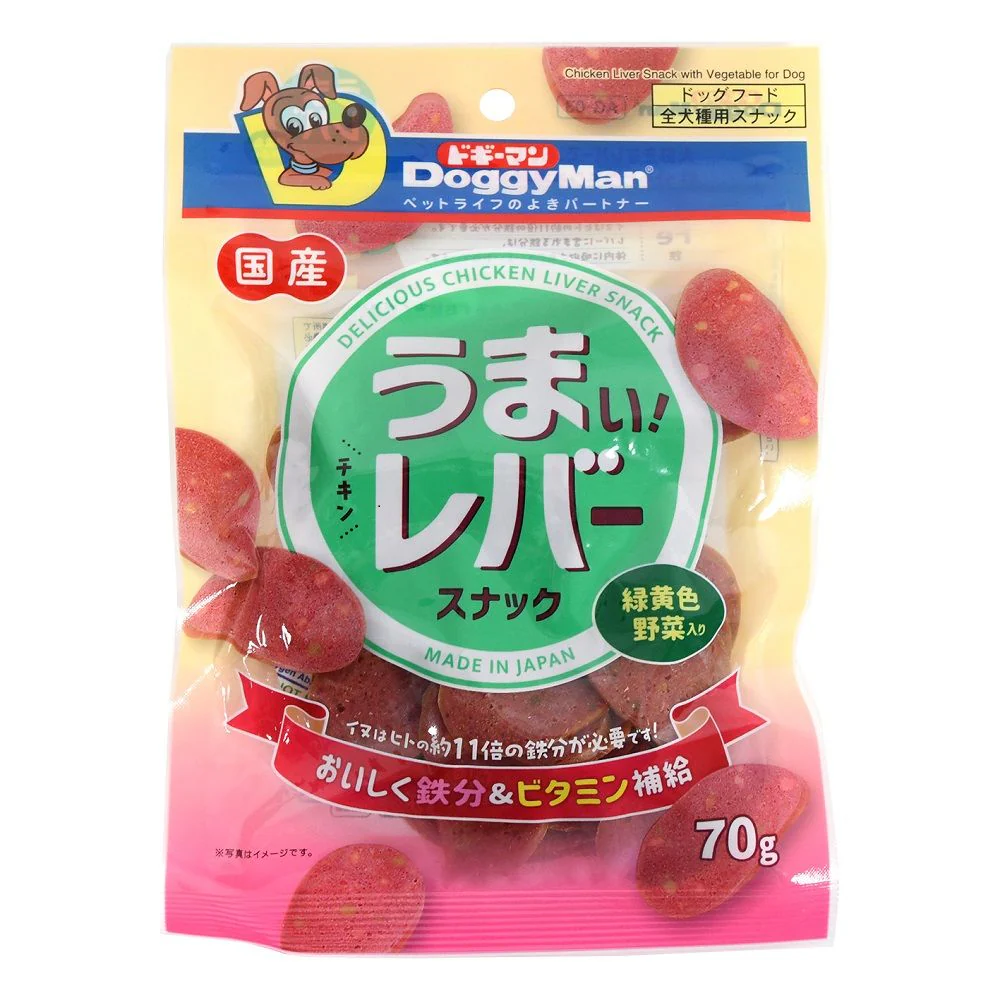 ドギーマン うまい!レバースナック 緑黄色野菜入り 70g