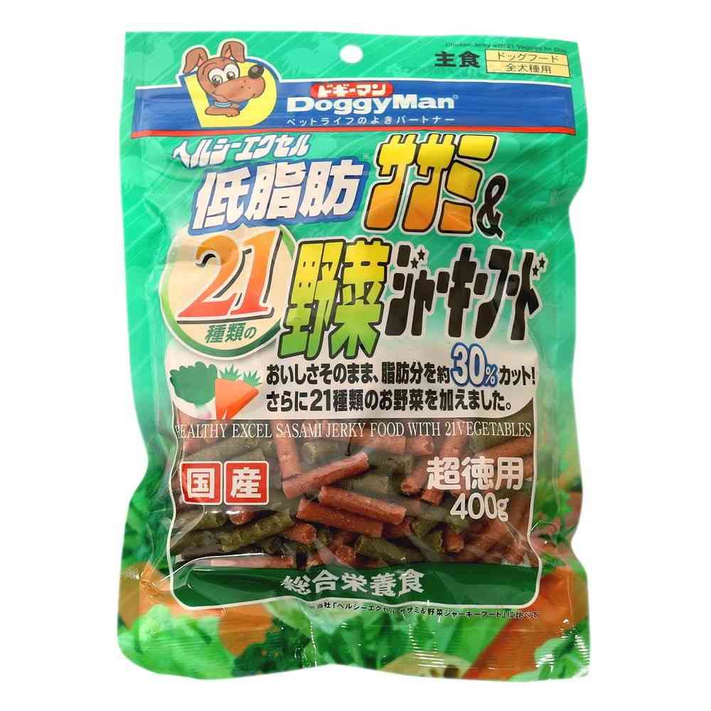 ドギーマン ヘルシーエクセル低脂肪ササミ&21種類の野菜ジャーキーフード 400g - Image 3