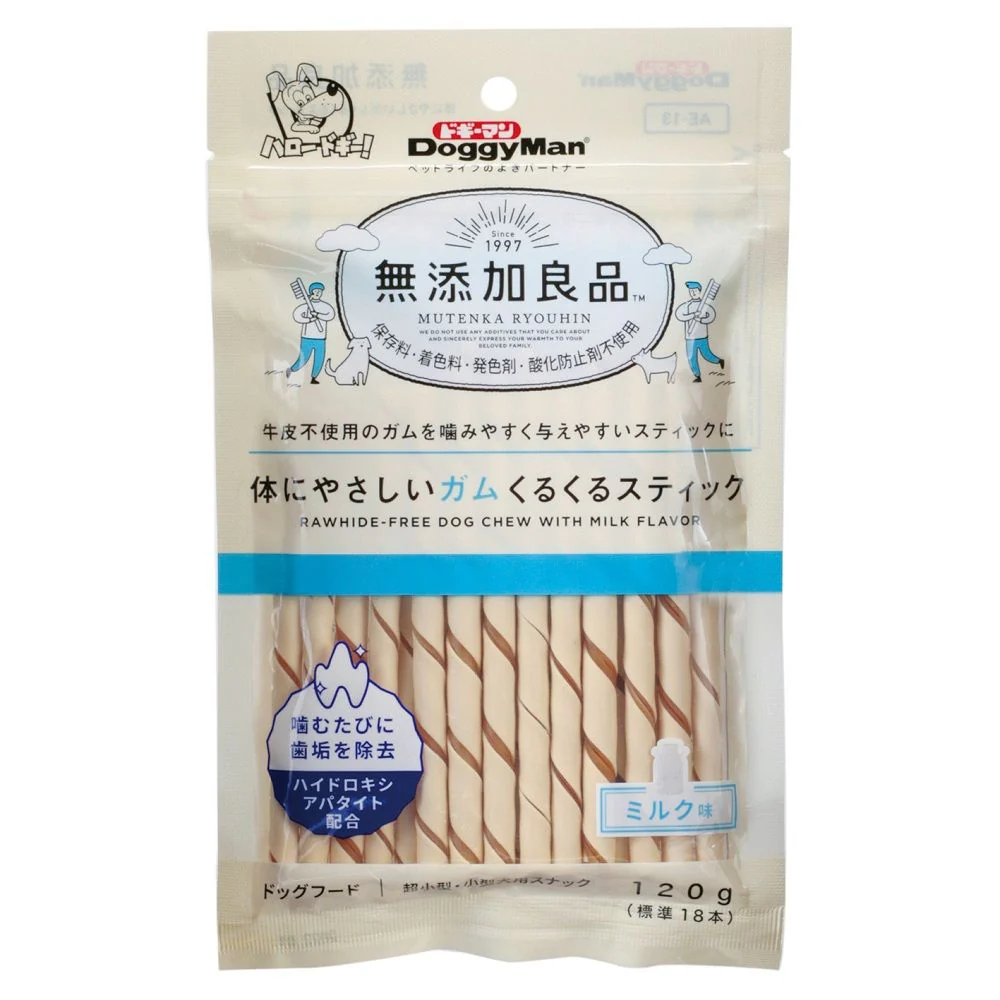 ドギーマン 無添加良品 体にやさしいガム くるくるスティック 120g