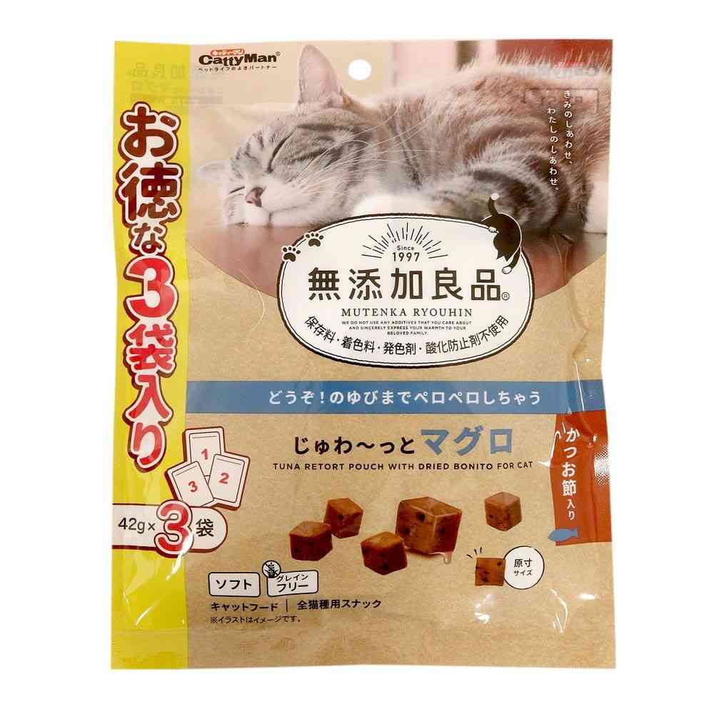 キャティーマン 無添加良品 じゅわ~っとマグロ かつお節入り 42g×3袋入 - Image 3