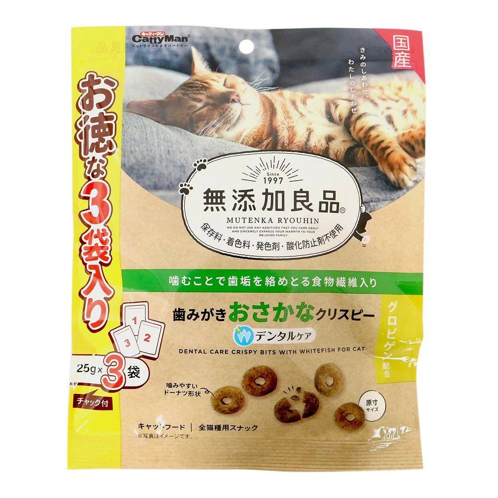 キャティーマン 無添加良品 歯みがきおさかなクリスピー 25g×3袋入