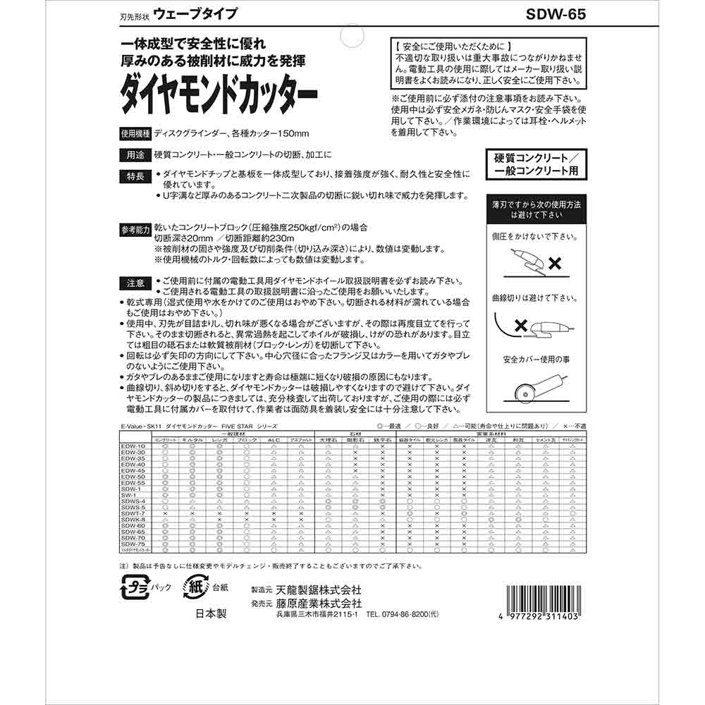 ダイヤモンドカッター ウェー SDW-65 【直送品】 返品・キャンセル・他商品と同時購入は不可 - Image 4