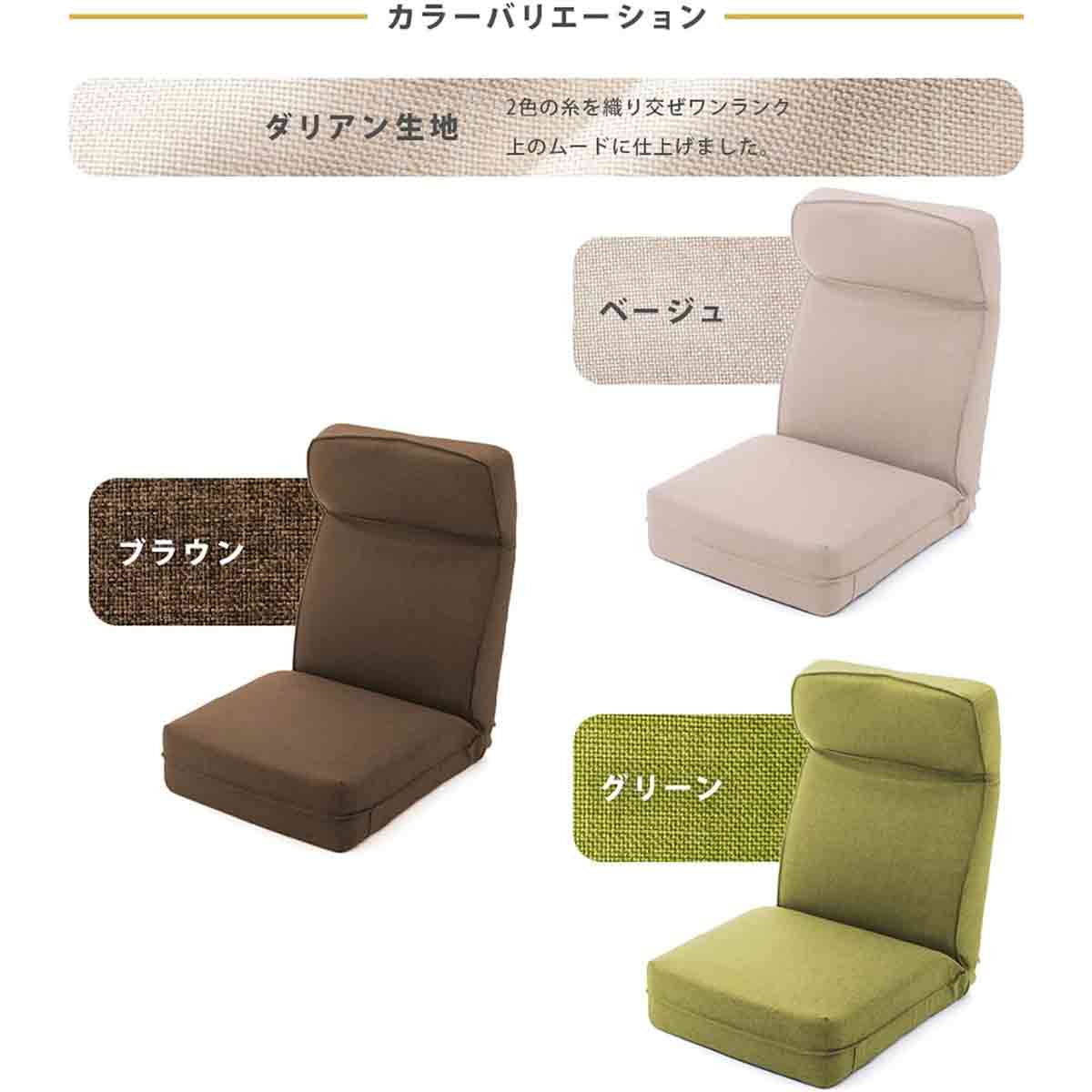 日本製 ヘッドリクPコイル座椅子 ダリアングリーン 【直送品】 返品・キャンセル・他商品と同時購入は不可 - Image 7