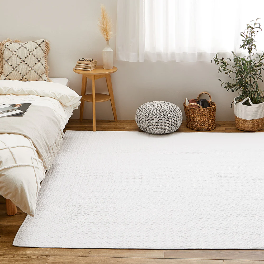 綿100%イブルラグマット デコール アイボリー190×240 【直送品】 返品・キャンセル・他商品と同時購入は不可