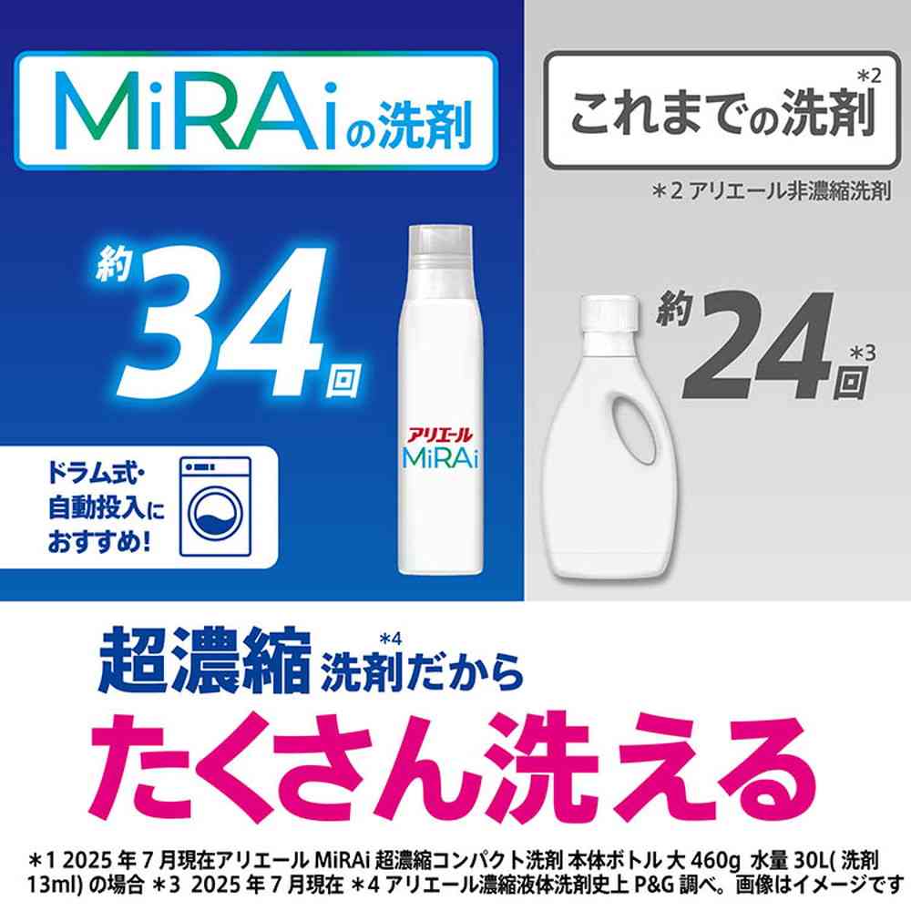 P&G アリエールMiRAi 超濃縮 部屋干し&スポーツ つめかえ 超ジャンボサイズ 800g - Image 6