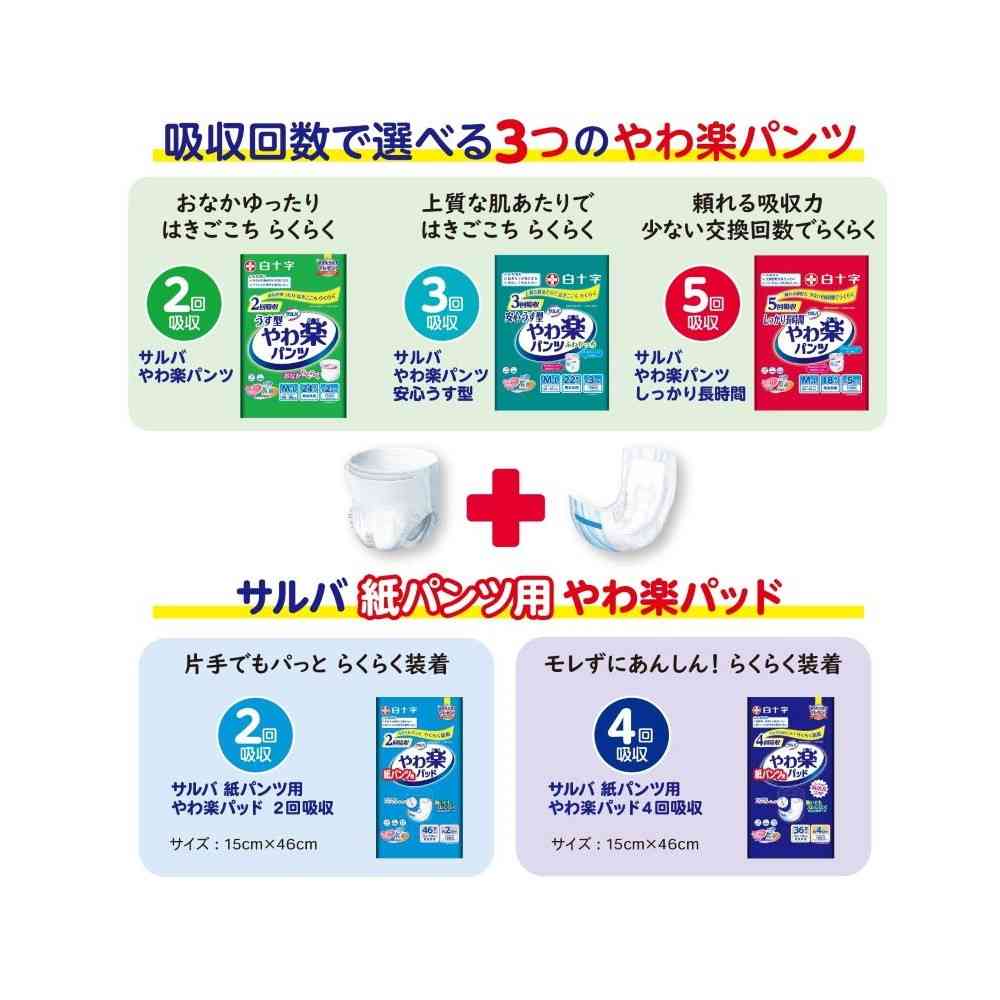 白十字株式会社 サルバ 紙パンツ用 やわ楽パッド 2回吸収 46枚 - Image 4
